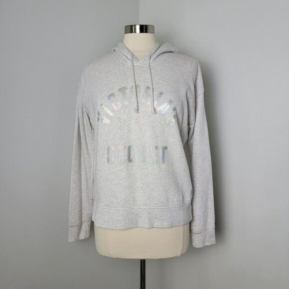 Victoria's Secret Gray Hooded Sweatshirt Metallic Graphic & Angel Wings Medium - Picture 2 of 9